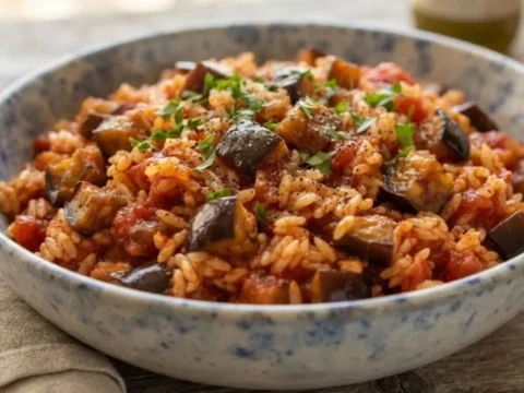 Yaz sofralarinin favorisi domatesli patlicanli pilav tarifi avalYPOP