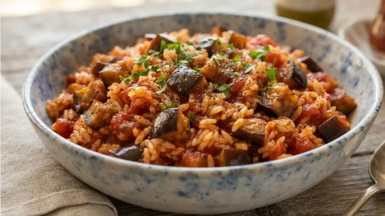 Yaz sofralarinin favorisi domatesli patlicanli pilav tarifi avalYPOP